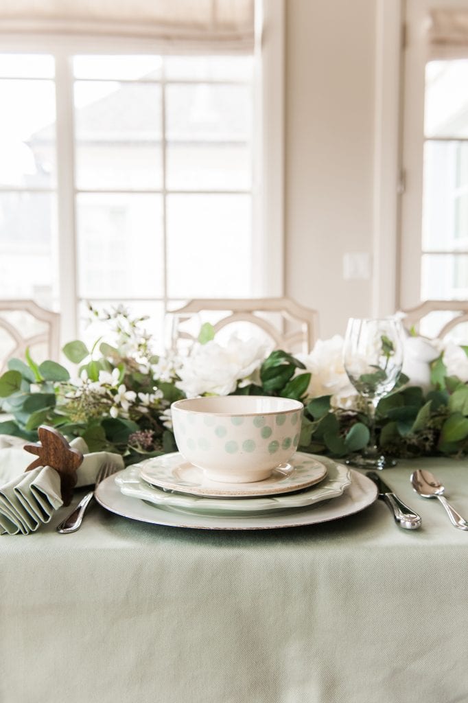 mint green and white dinnerware