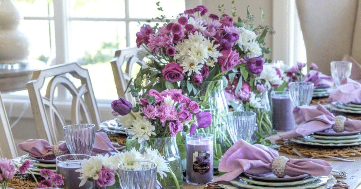 Lavender and White Easter Tablescape - Home With Holly J