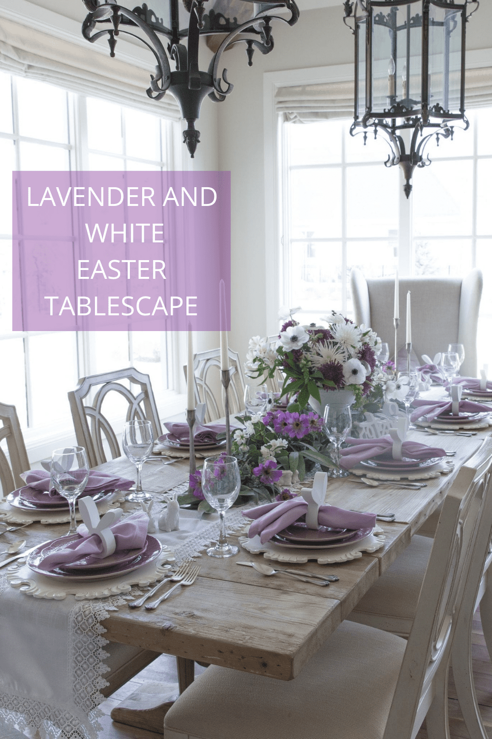 Lavender and White Easter Tablescape - Home With Holly J