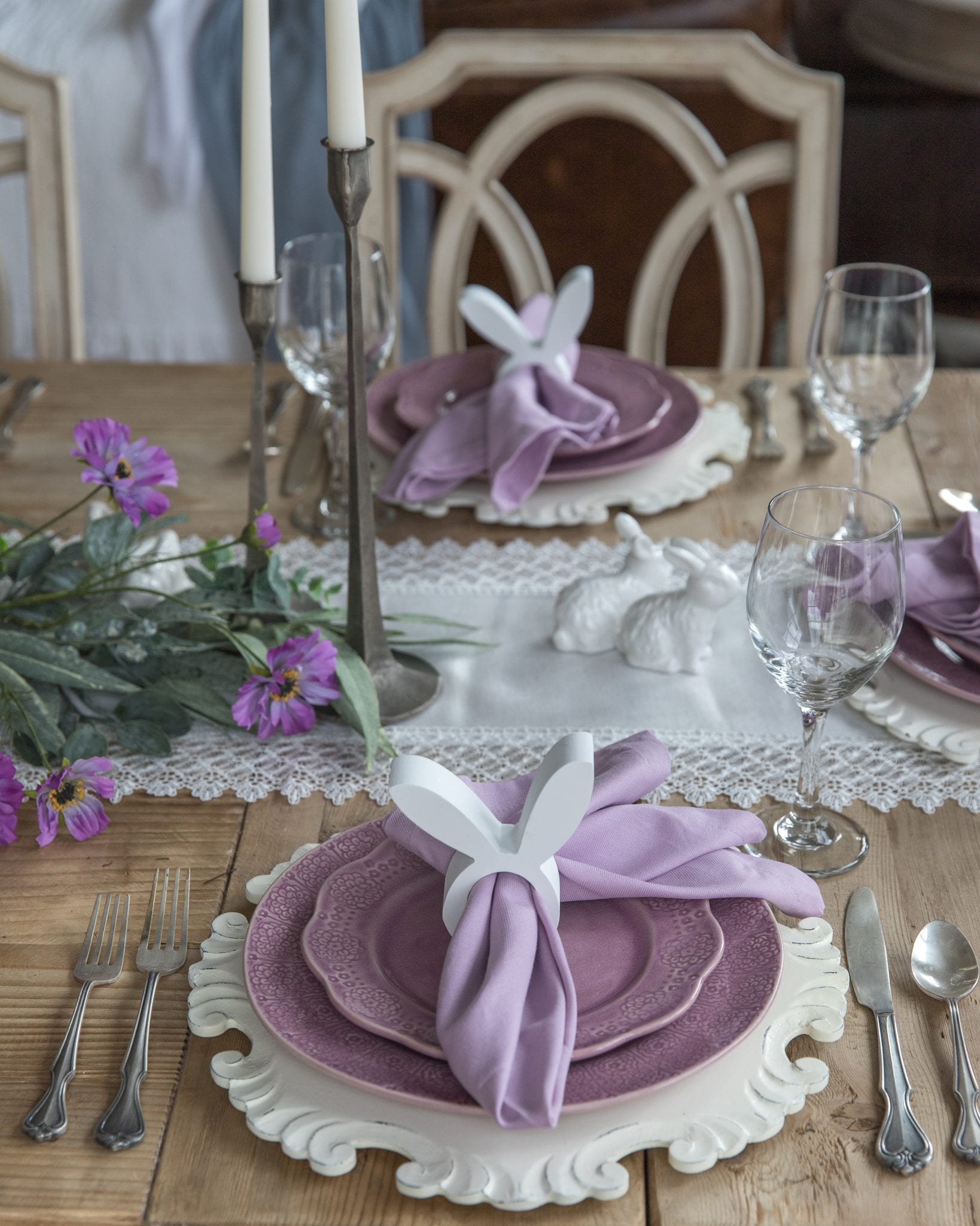 Lavender and White Easter Tablescape - Home With Holly J