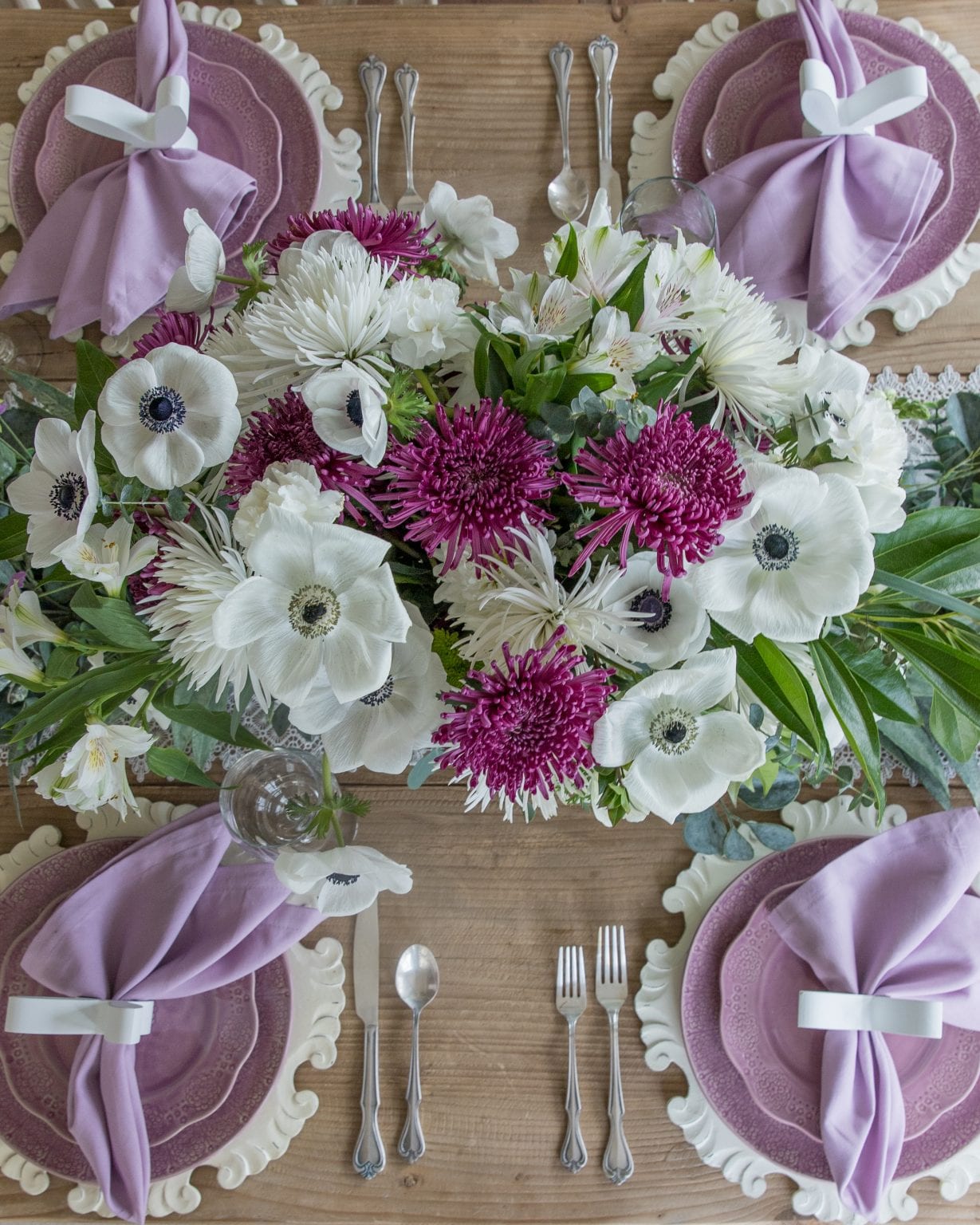 Lavender and White Easter Tablescape - Home With Holly J