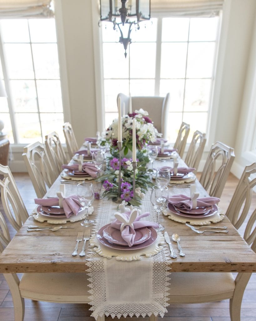 Lavender and White Easter Tablescape - Home With Holly J