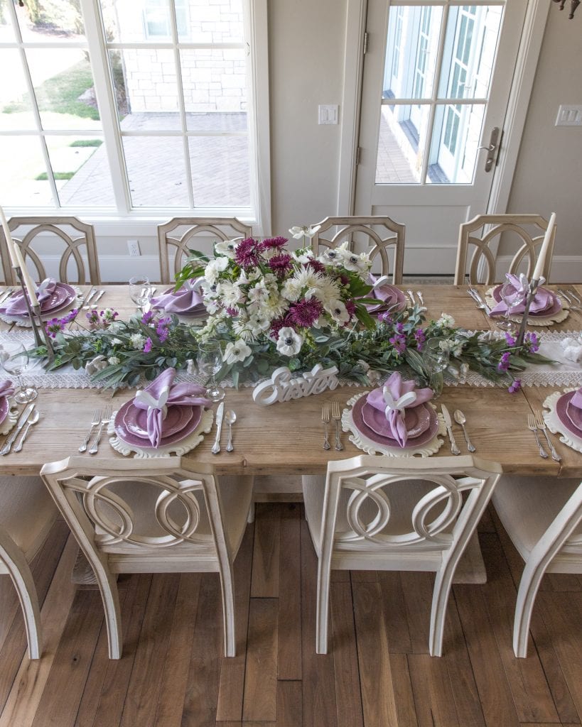 Lavender and White Easter Tablescape - Home With Holly J