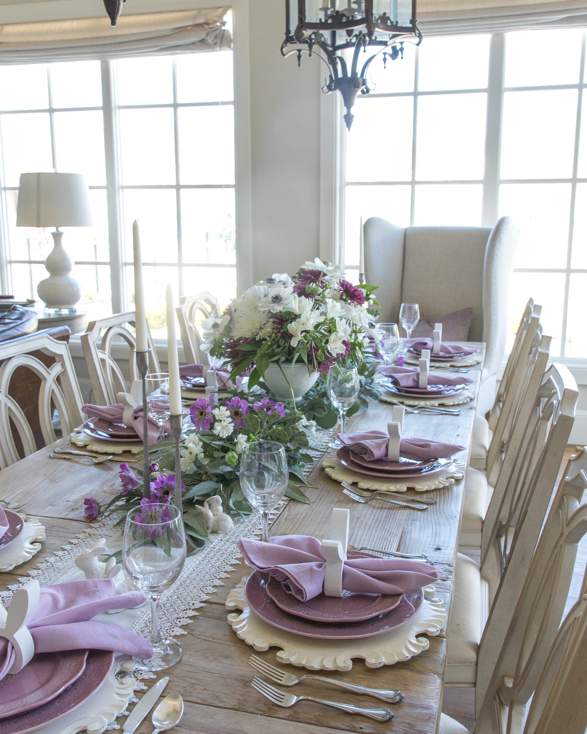 Lavender and White Easter Tablescape - Home With Holly J
