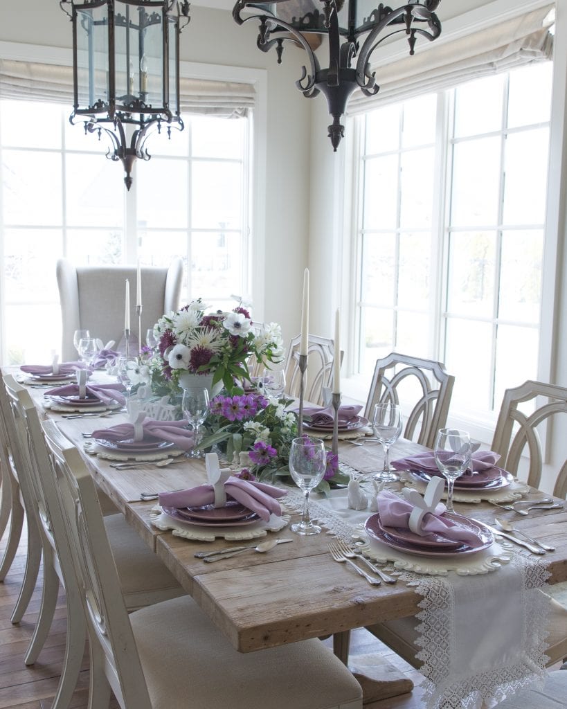 Lavender and White Easter Tablescape - Home With Holly J