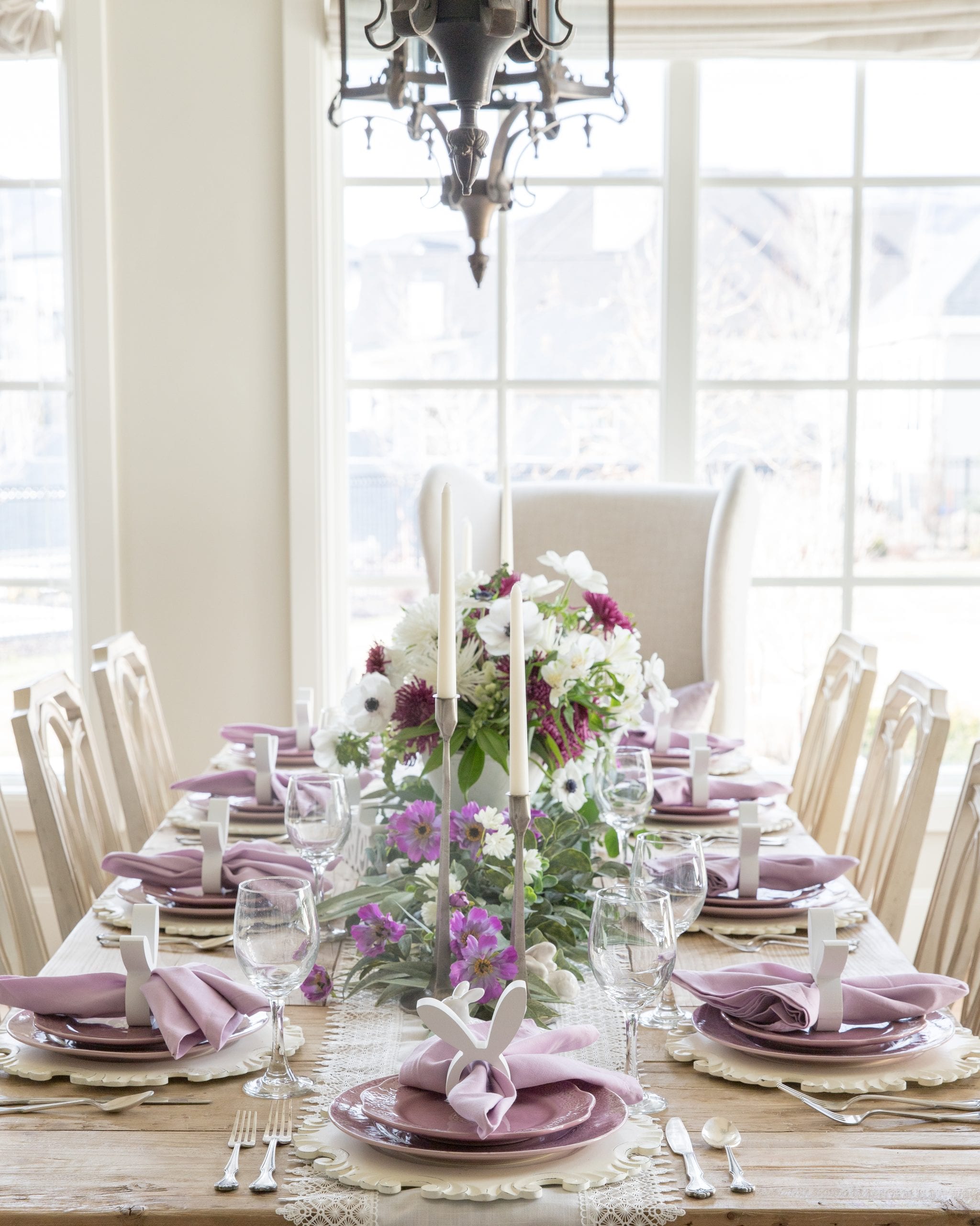 Lavender and White Easter Tablescape - Home With Holly J