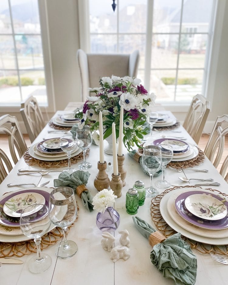 Lavender and White Easter Tablescape - Home With Holly J