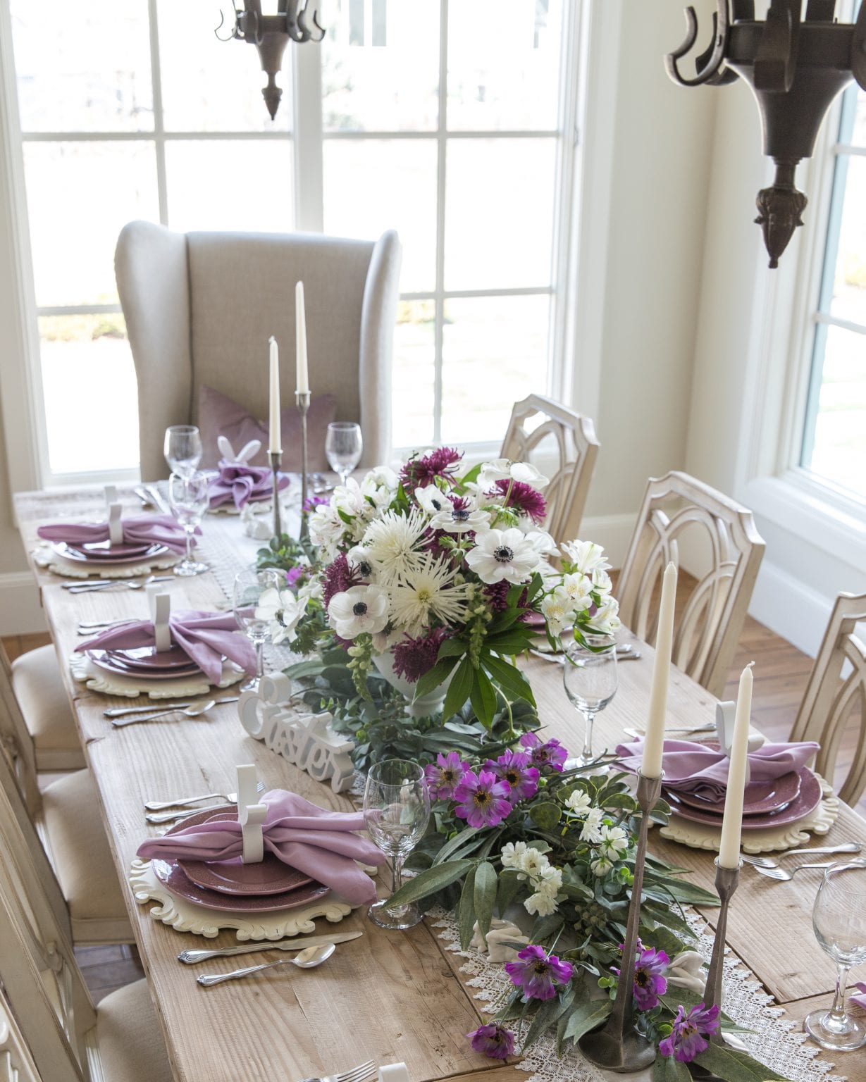 Lavender and White Easter Tablescape - Home With Holly J