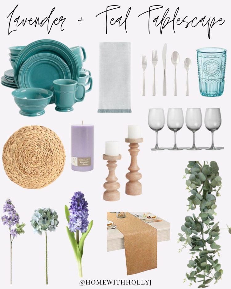 Lavender and Teal Spring Tablescape - Home With Holly J