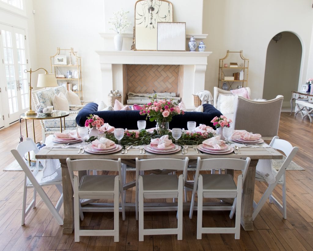 pink tablescape mothers day luncheon