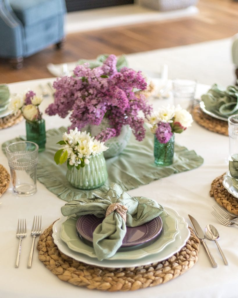 mint green lavender tablescape