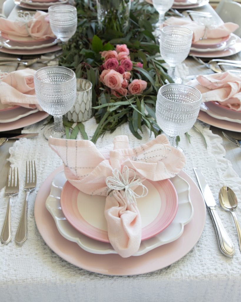 pink place-setting tablescape