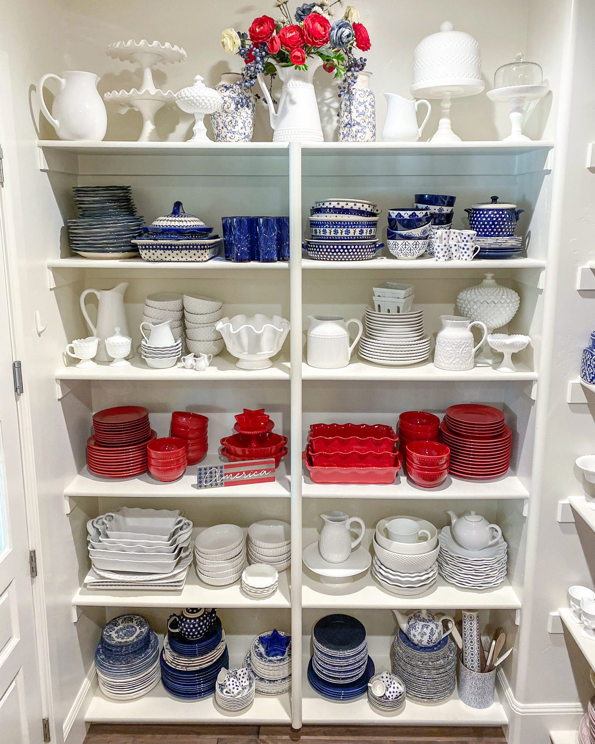 patriotic dish pantry organization