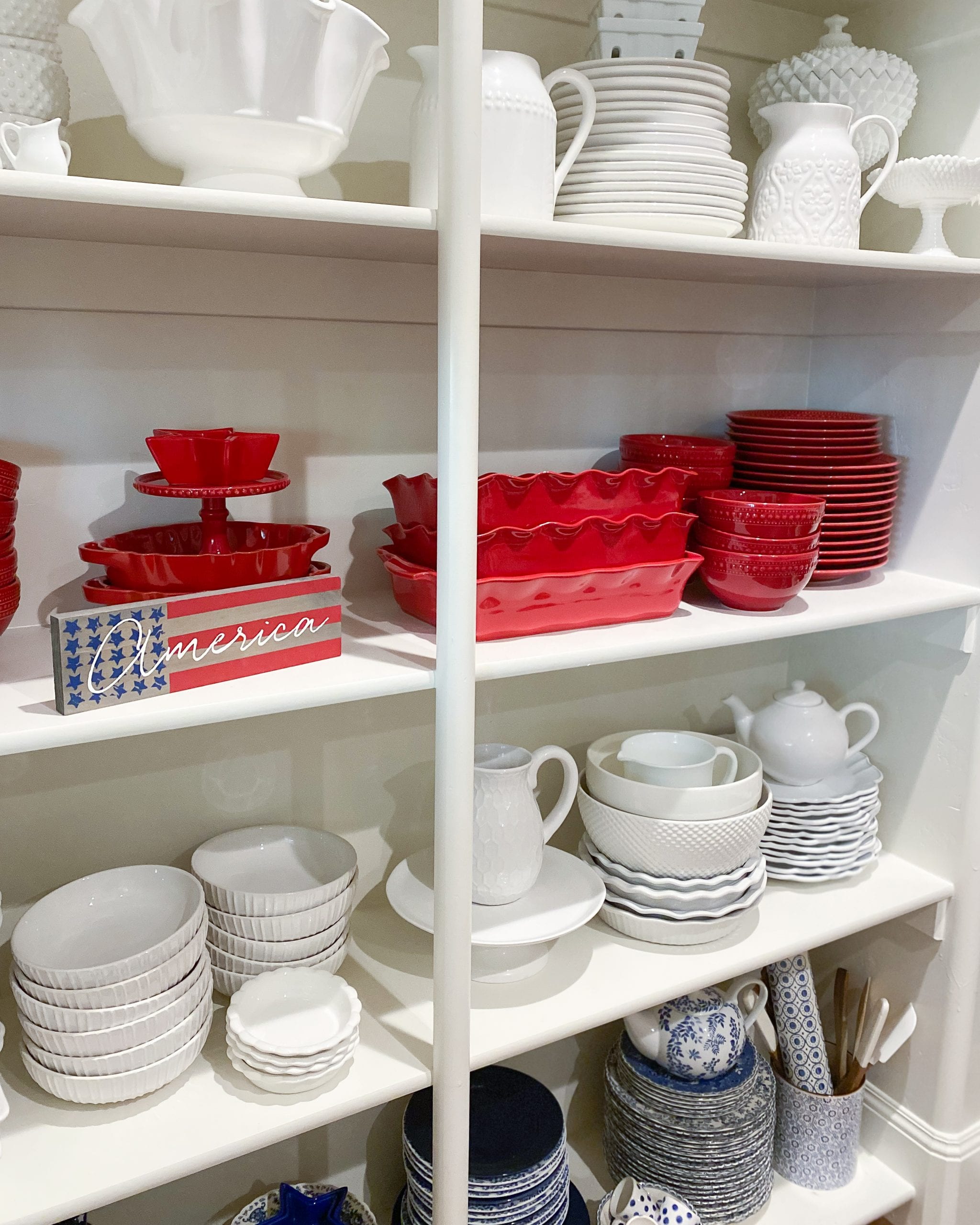 red and white dinnerware