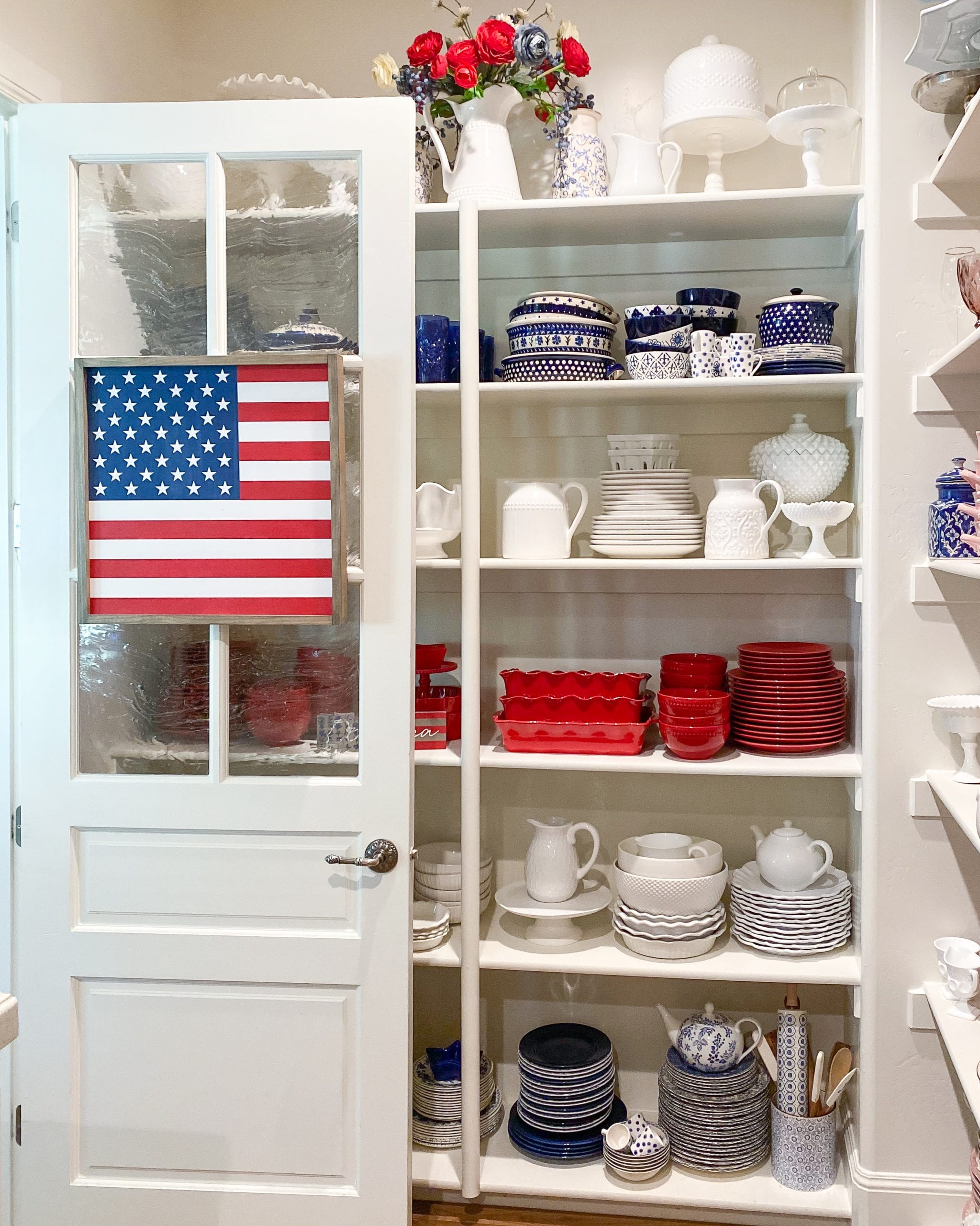 flag sign pantry door 