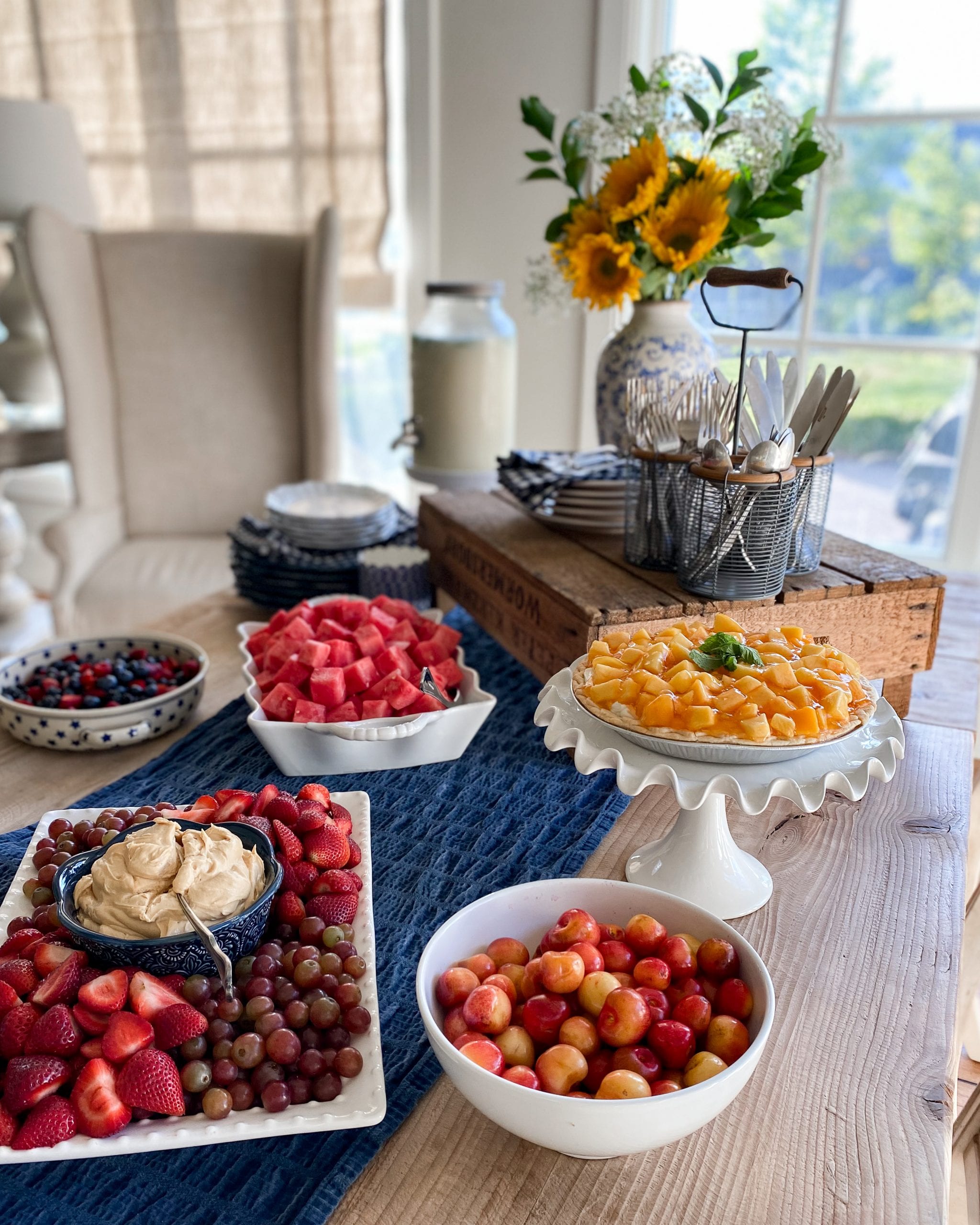 serving fruit at a barbecue