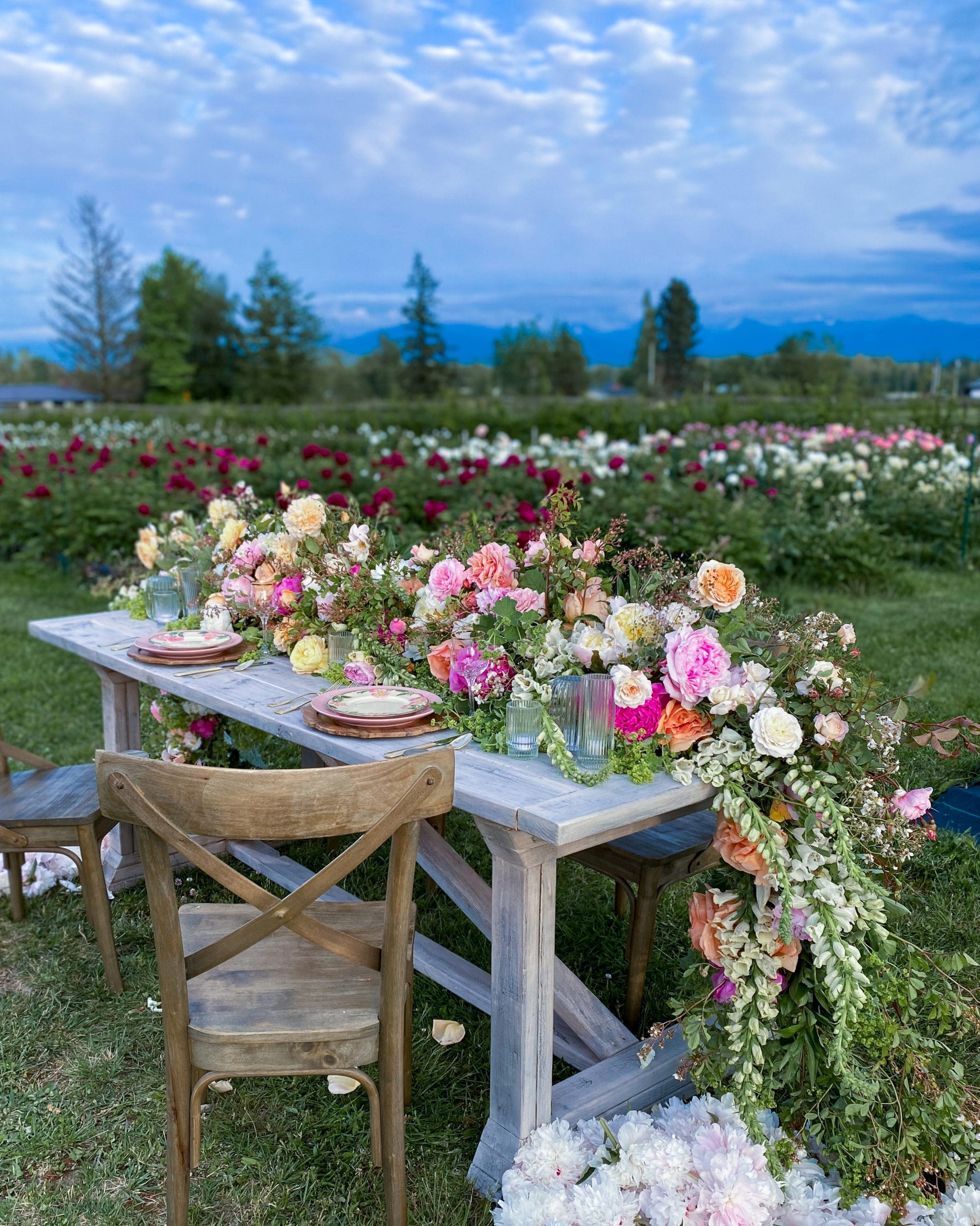 flower garland tablescape flower farm