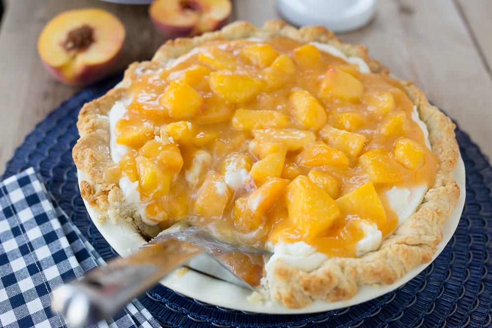 Homemade Fresh Peach Pie | Pie With Cream Cheese Filling