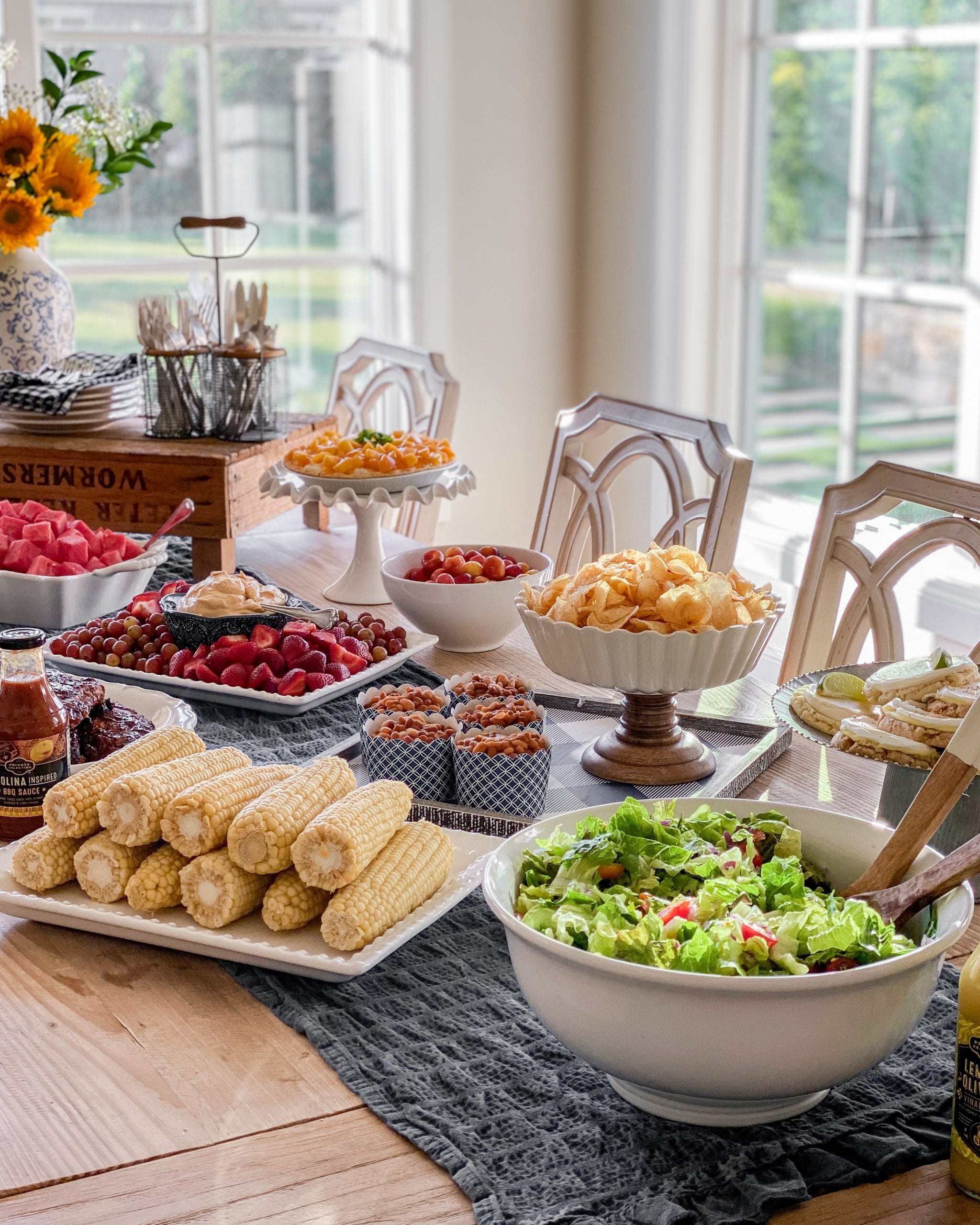 summer barbecue serving table