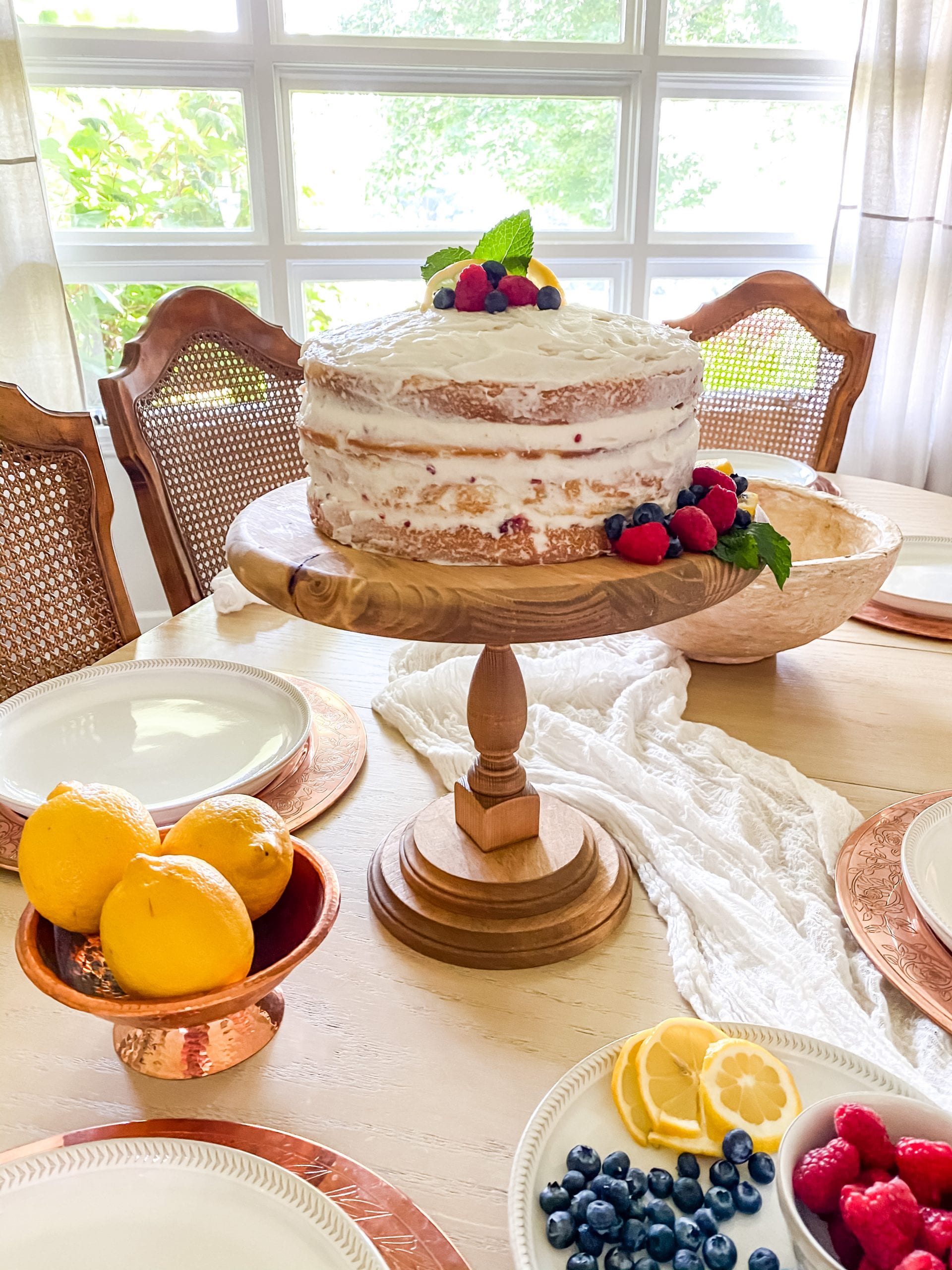 Raspberry Infused Lemon Naked Cake