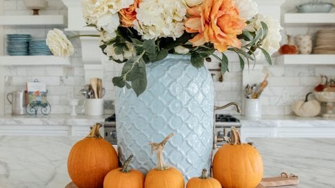blue orange diy fall centerpiece