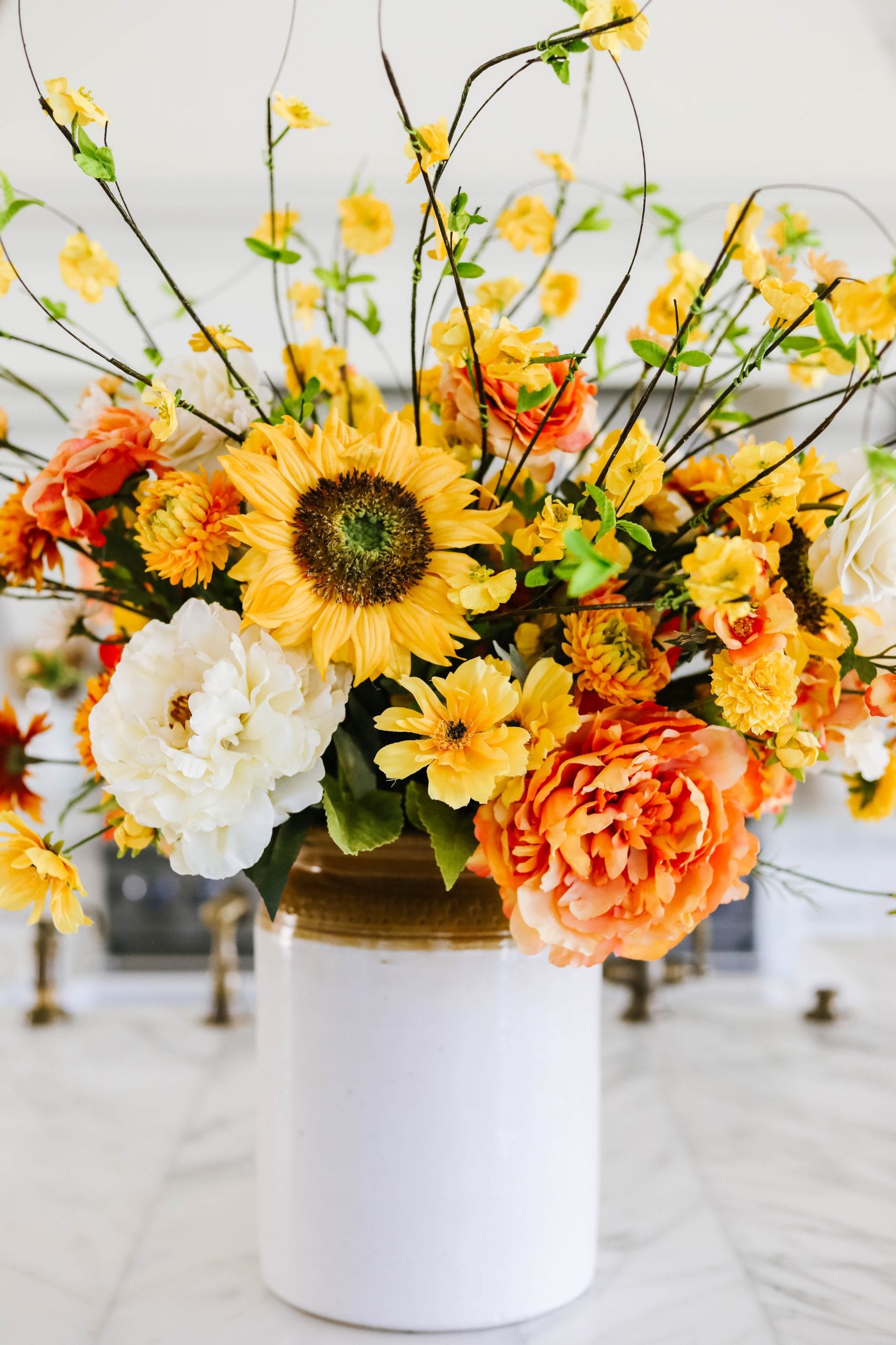 Flower arrangement outlet with sunflowers