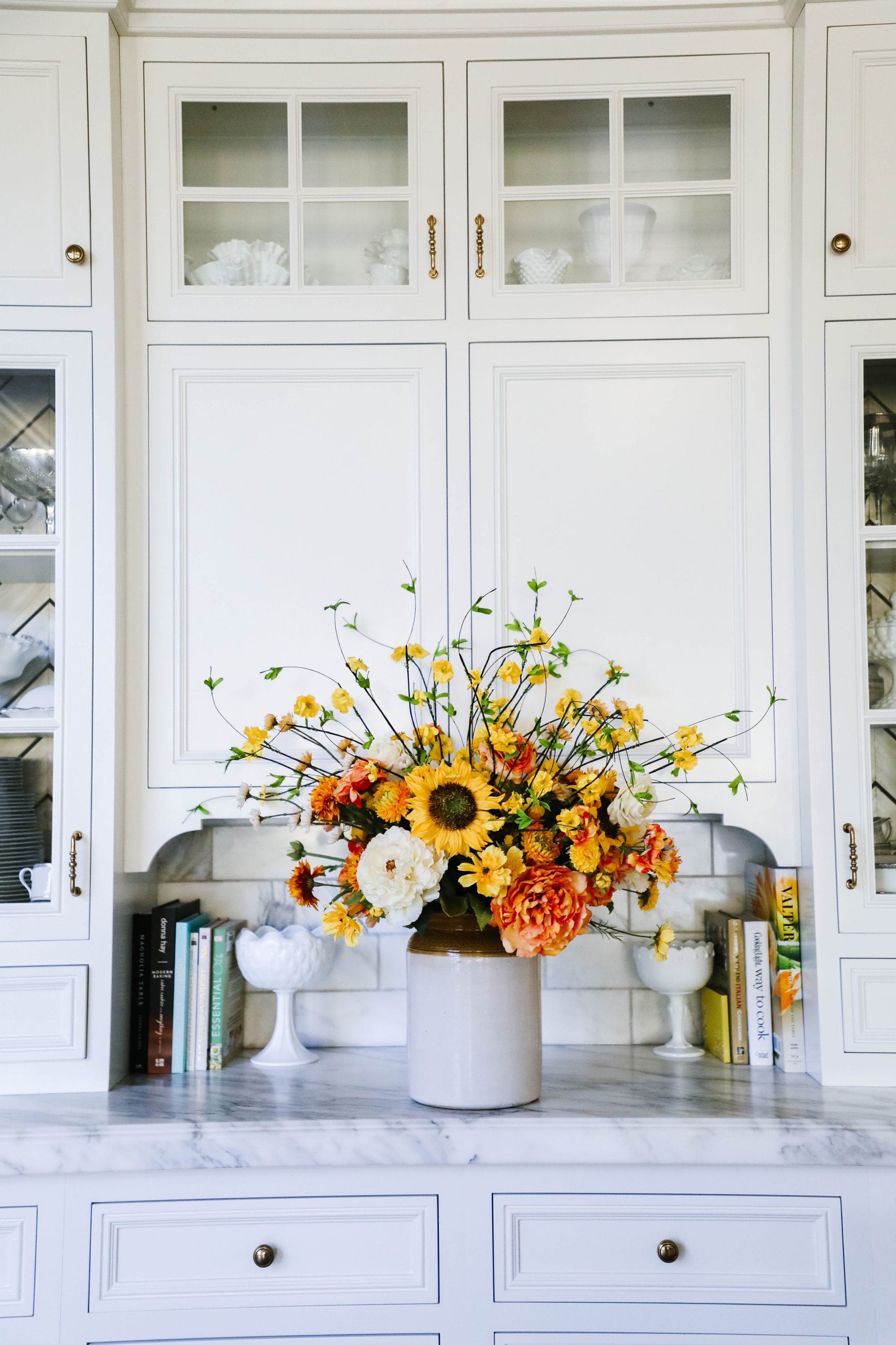 summer to fall sunflower floral centerpiece