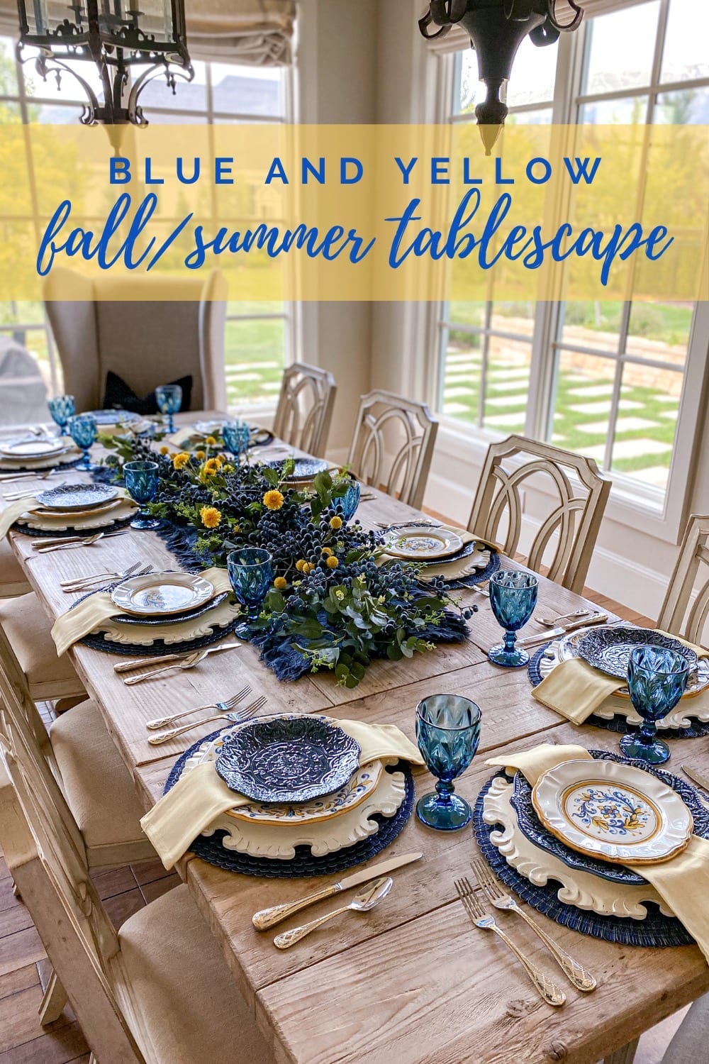 Decor Transition Into Fall | Blue And Yellow Tablescape