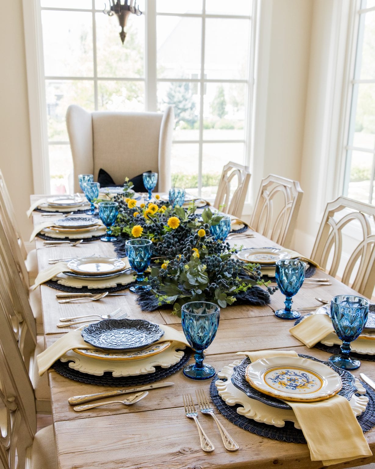Decor Transition Into Fall | Blue And Yellow Tablescape
