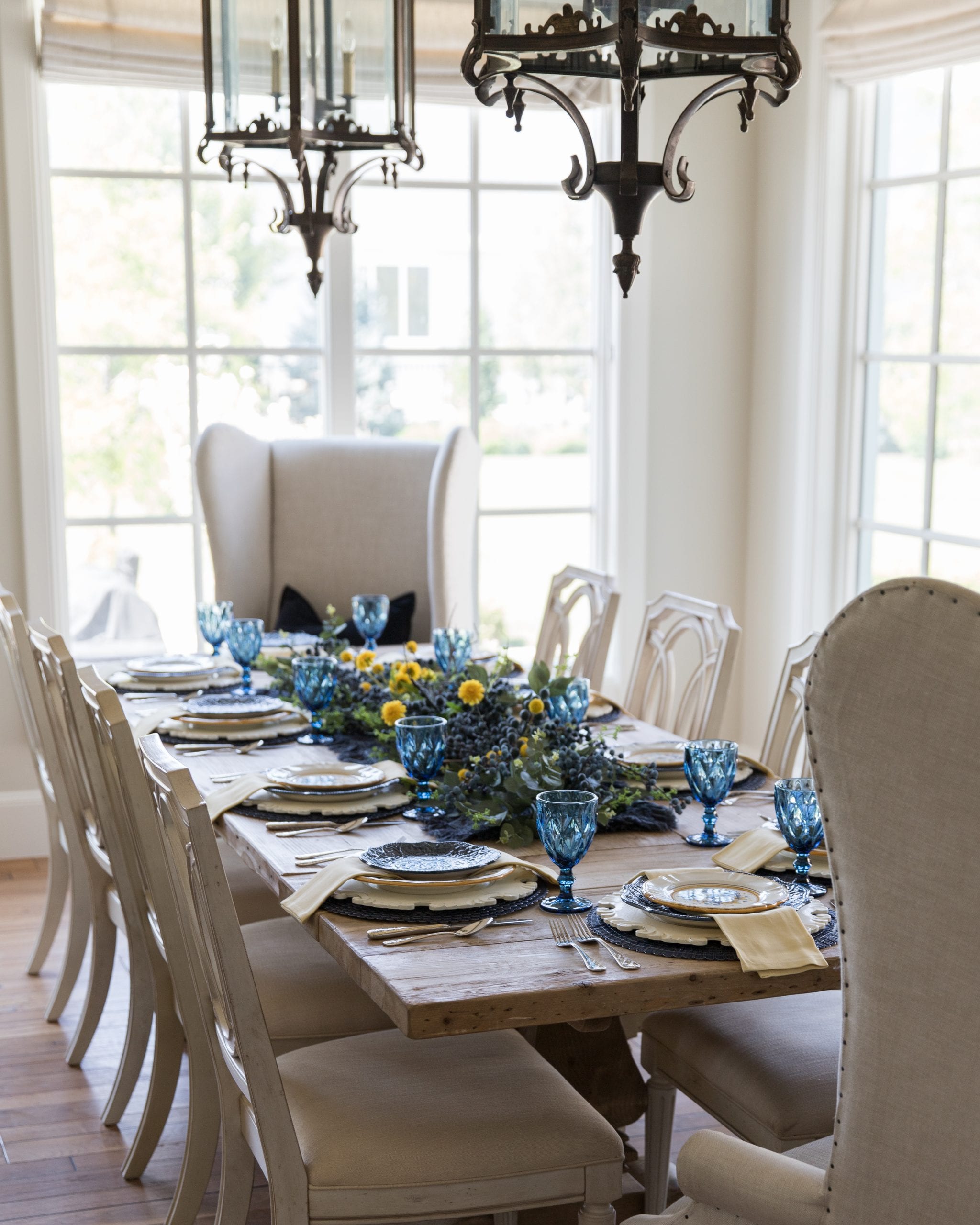 Decor Transition Into Fall | Blue And Yellow Tablescape