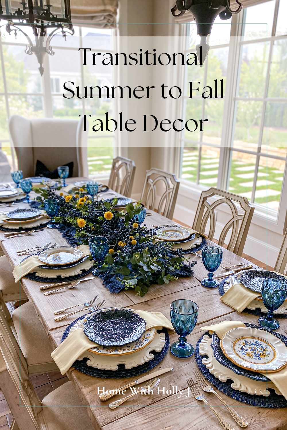 Blue and Yellow Summer/Fall Tablescape