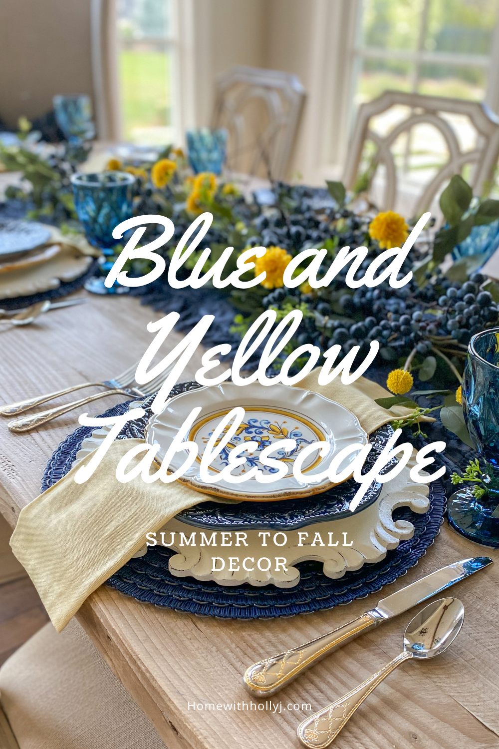 Blue and Yellow Summer/Fall Tablescape