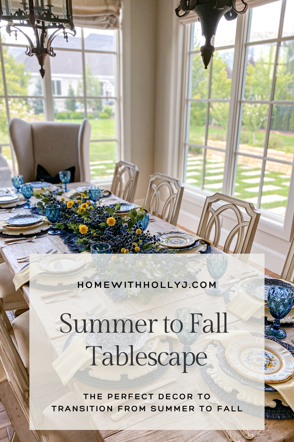 Blue and Yellow Summer/Fall Tablescape