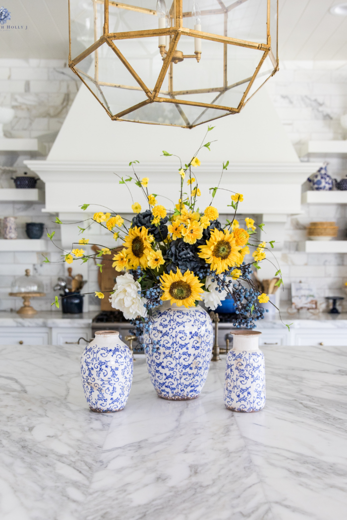 Blue and Yellow Summer/Fall DIY Floral Arrangement