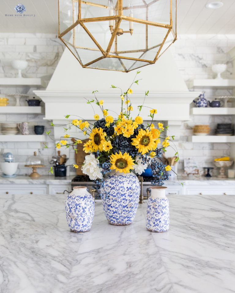 Blue and Yellow Summer/Fall DIY Floral Arrangement