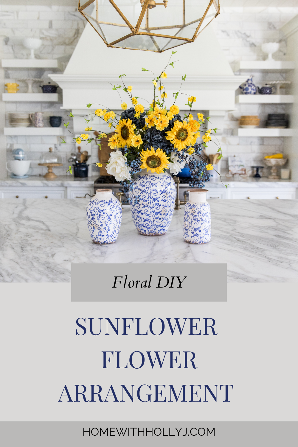 Blue and Yellow Summer/Fall DIY Floral Arrangement