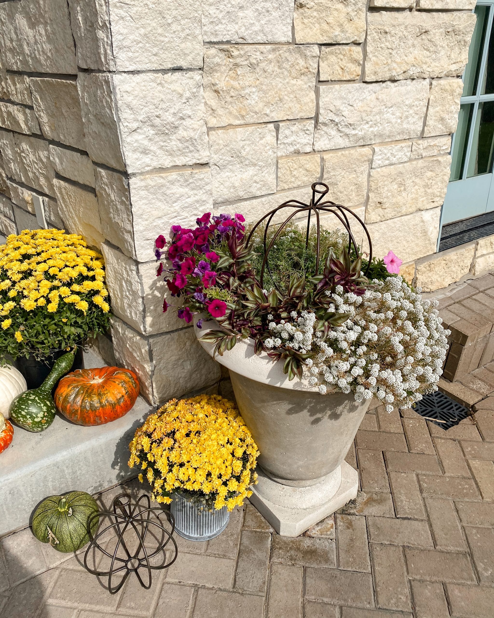 front porch garden planter pumpkin fall decor