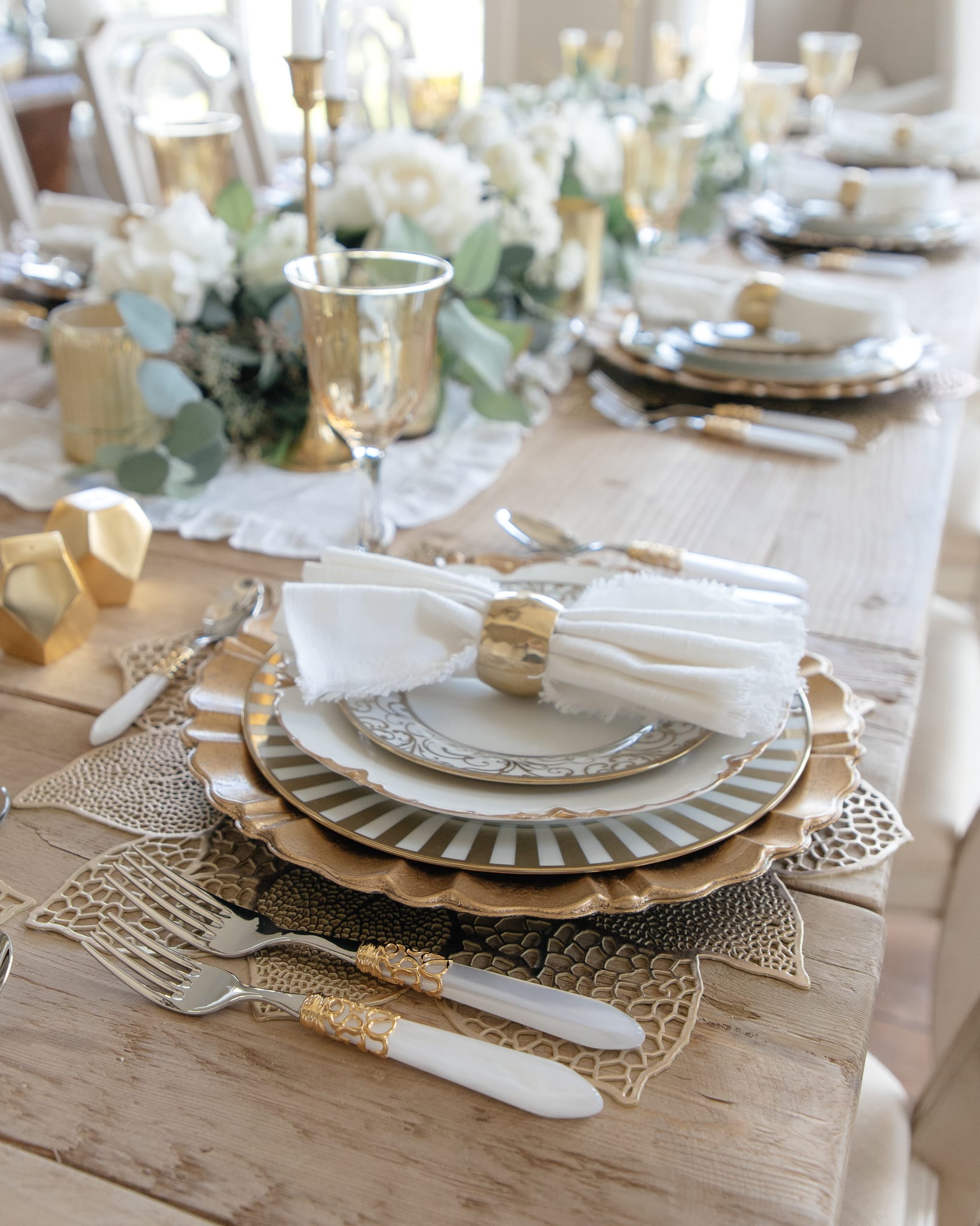 gold and with place-setting