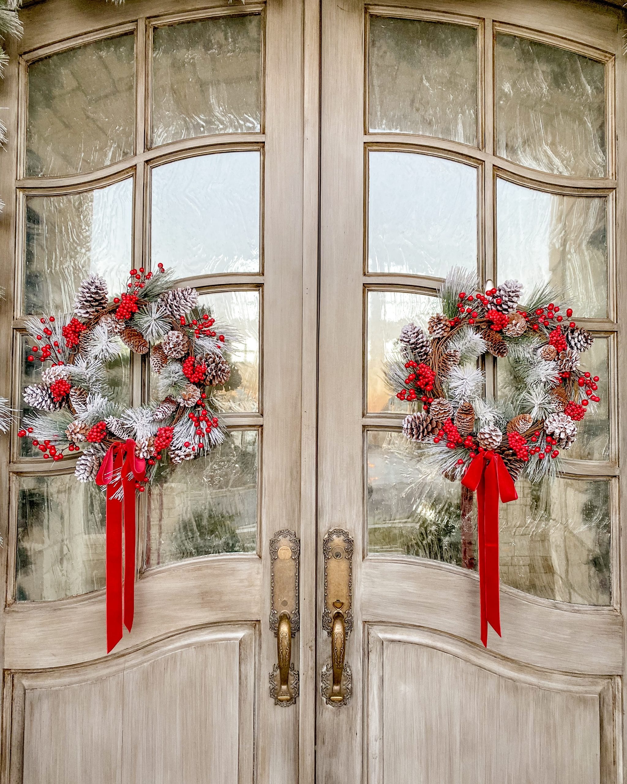 frosted christmas door wreaths