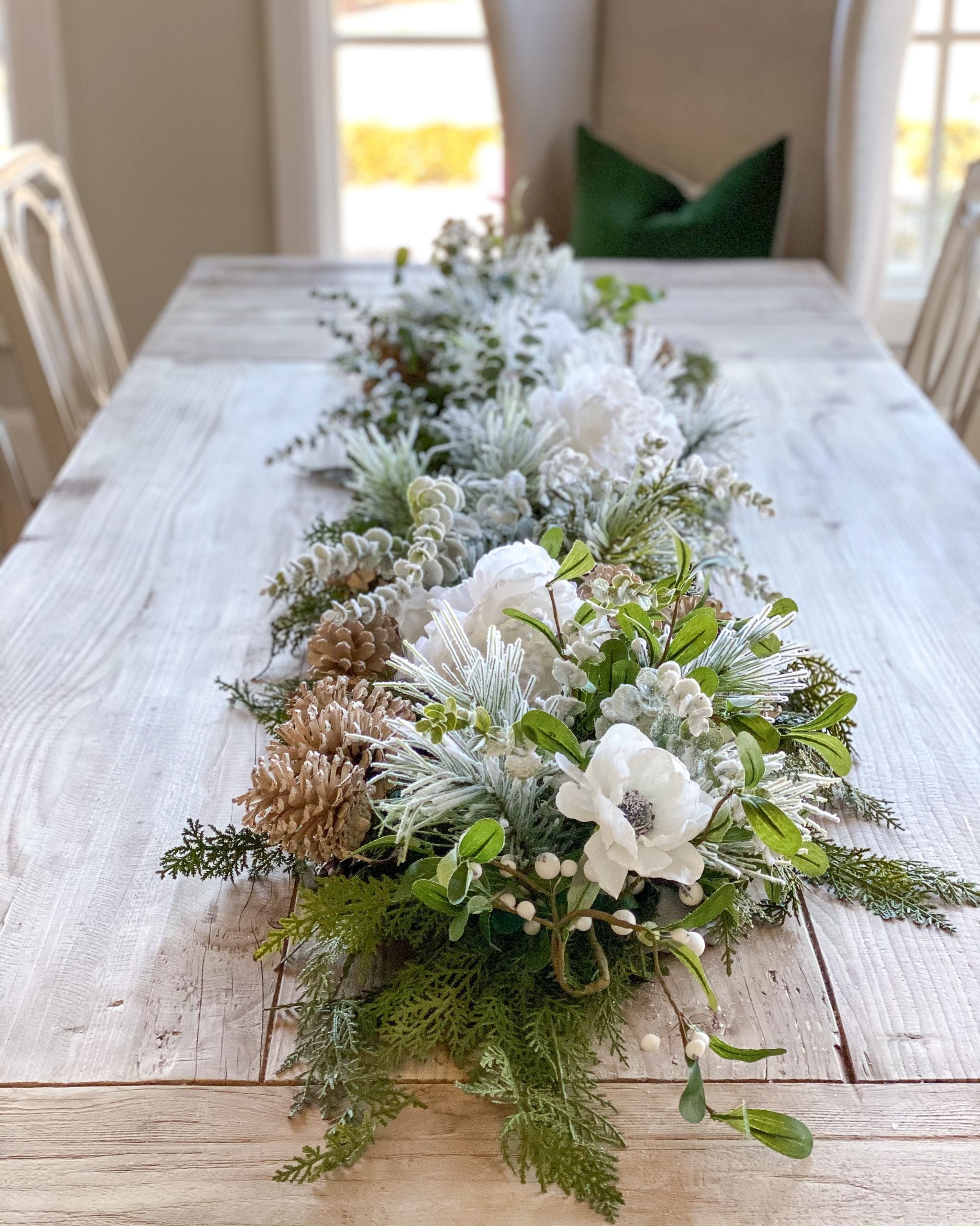 winter garland table centerpiece