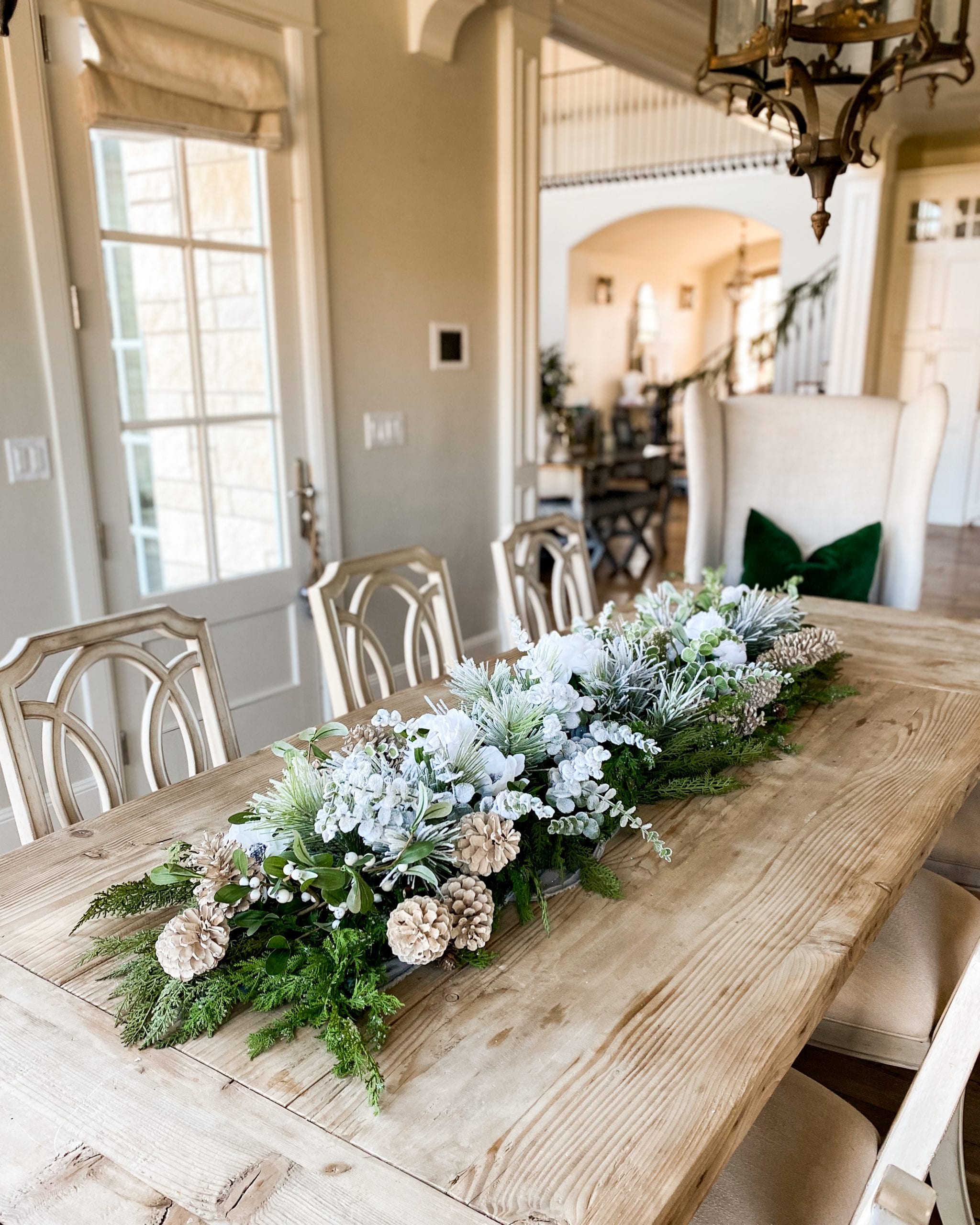 wintery table garland centerpiece