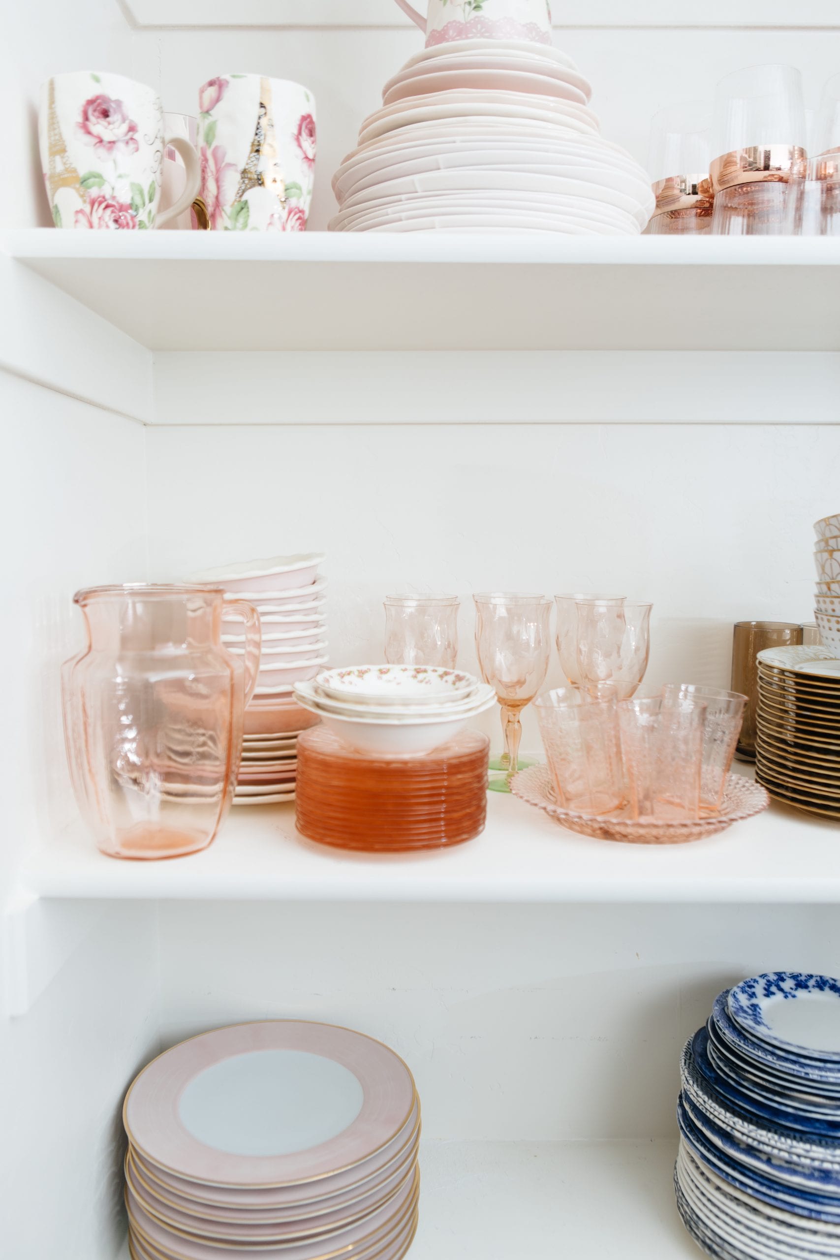 antique pink dishes