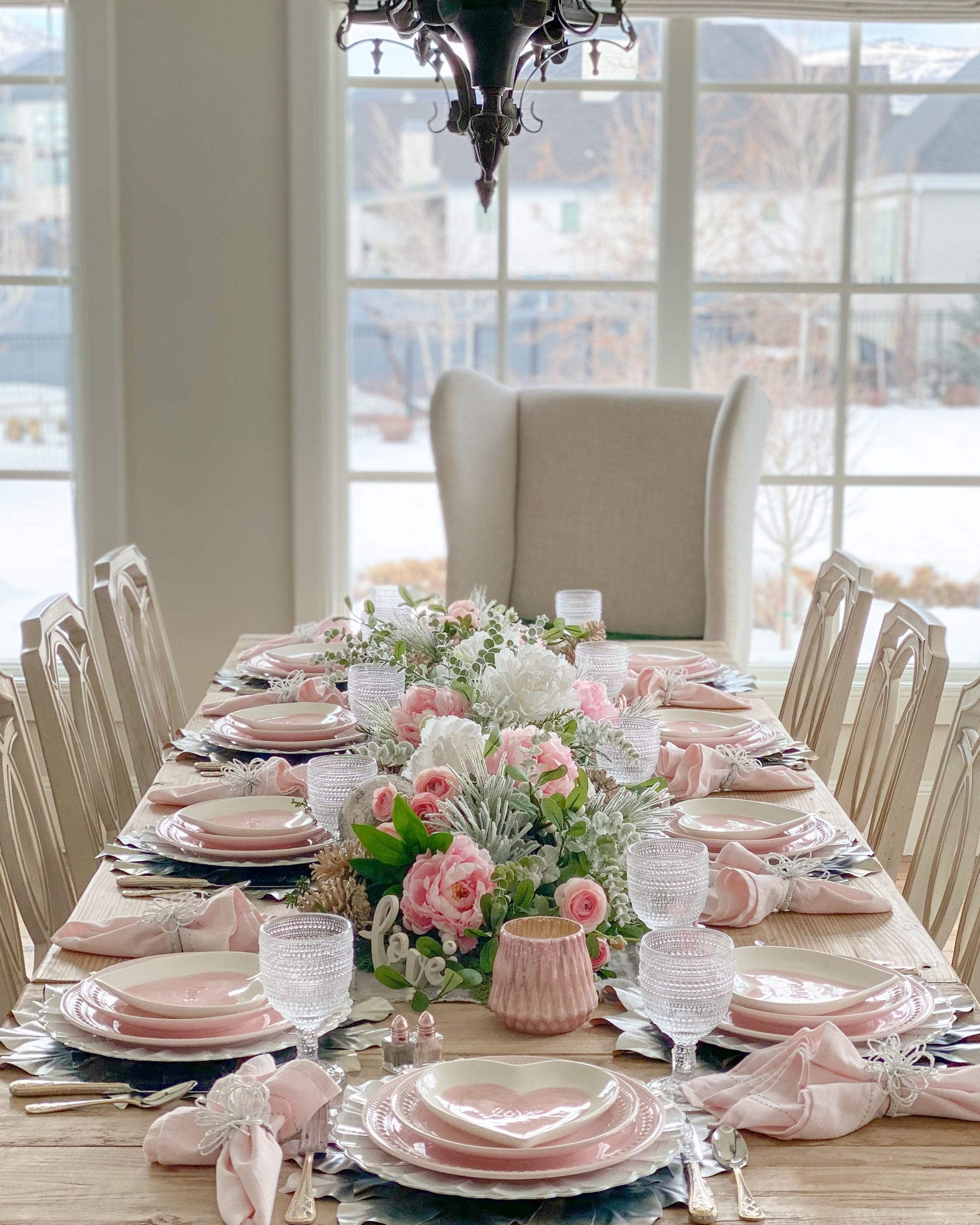 Blush Pink Valentines Day Table Decorations - Setting For Four Interiors