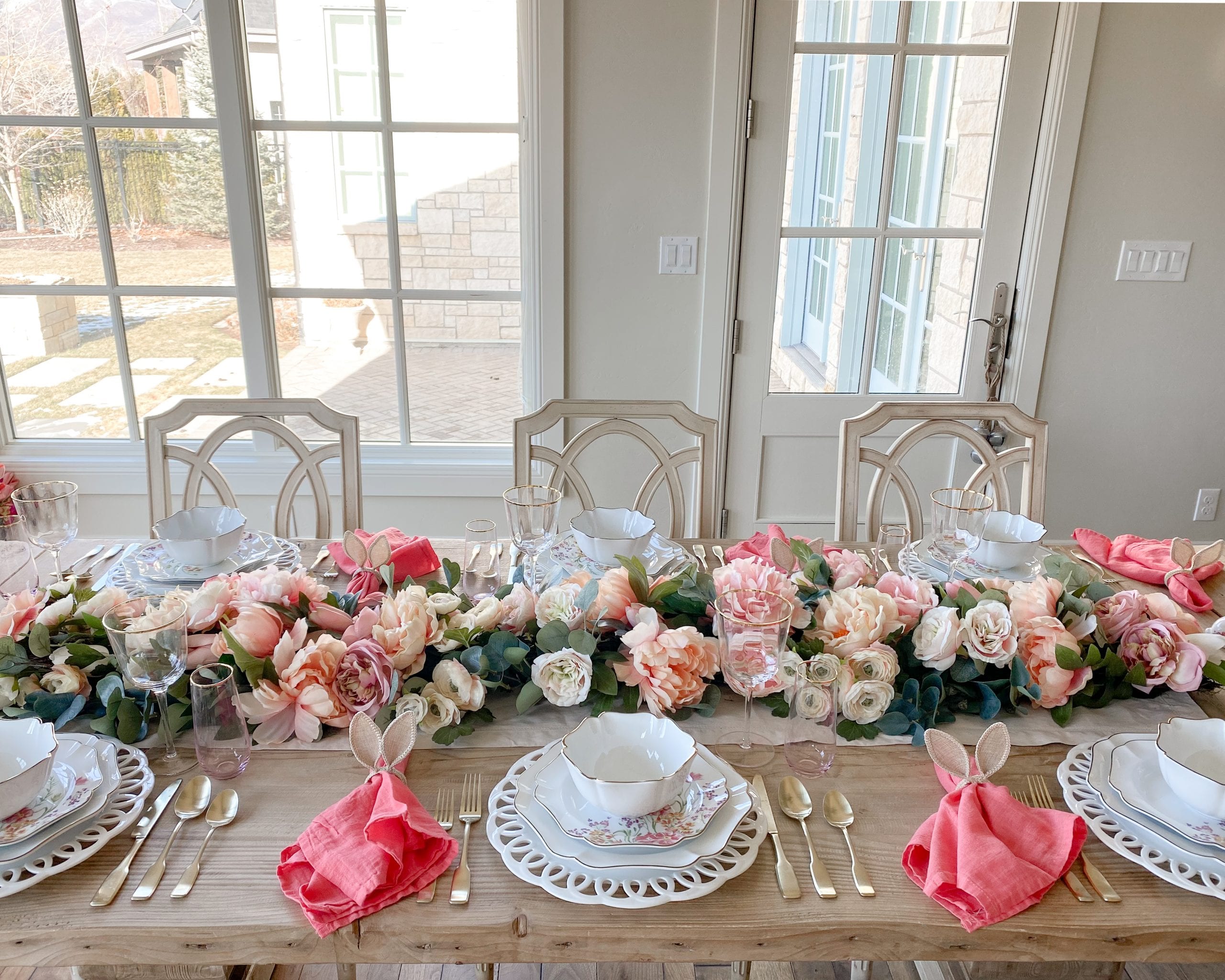 centerpiece garland tablescape decor spring easter