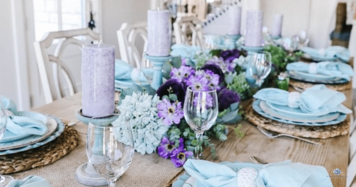 Spring Tablescape | Lavender And Teal Tablescape For Easter