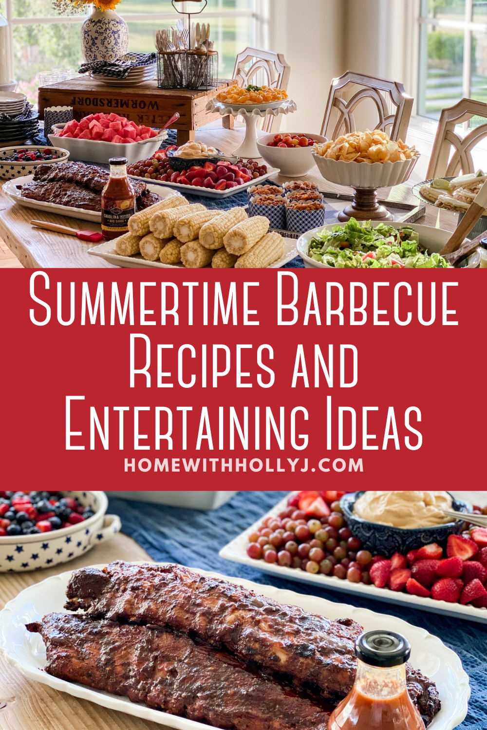 Sharing my all-time favorite summertime barbecue recipes including fresh peach pie and a beautiful tablescape for entertaining guests