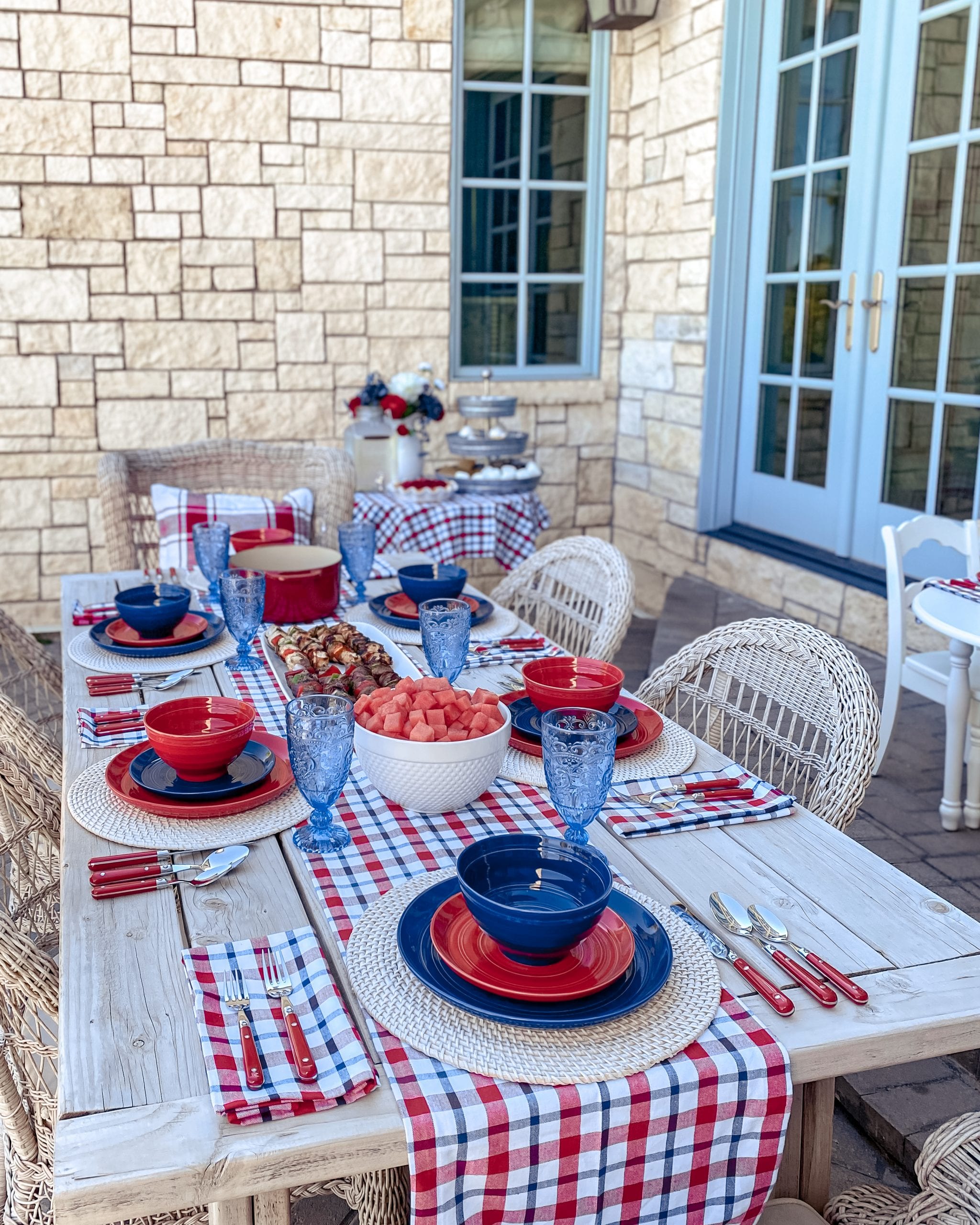 red white blue fourth of July table