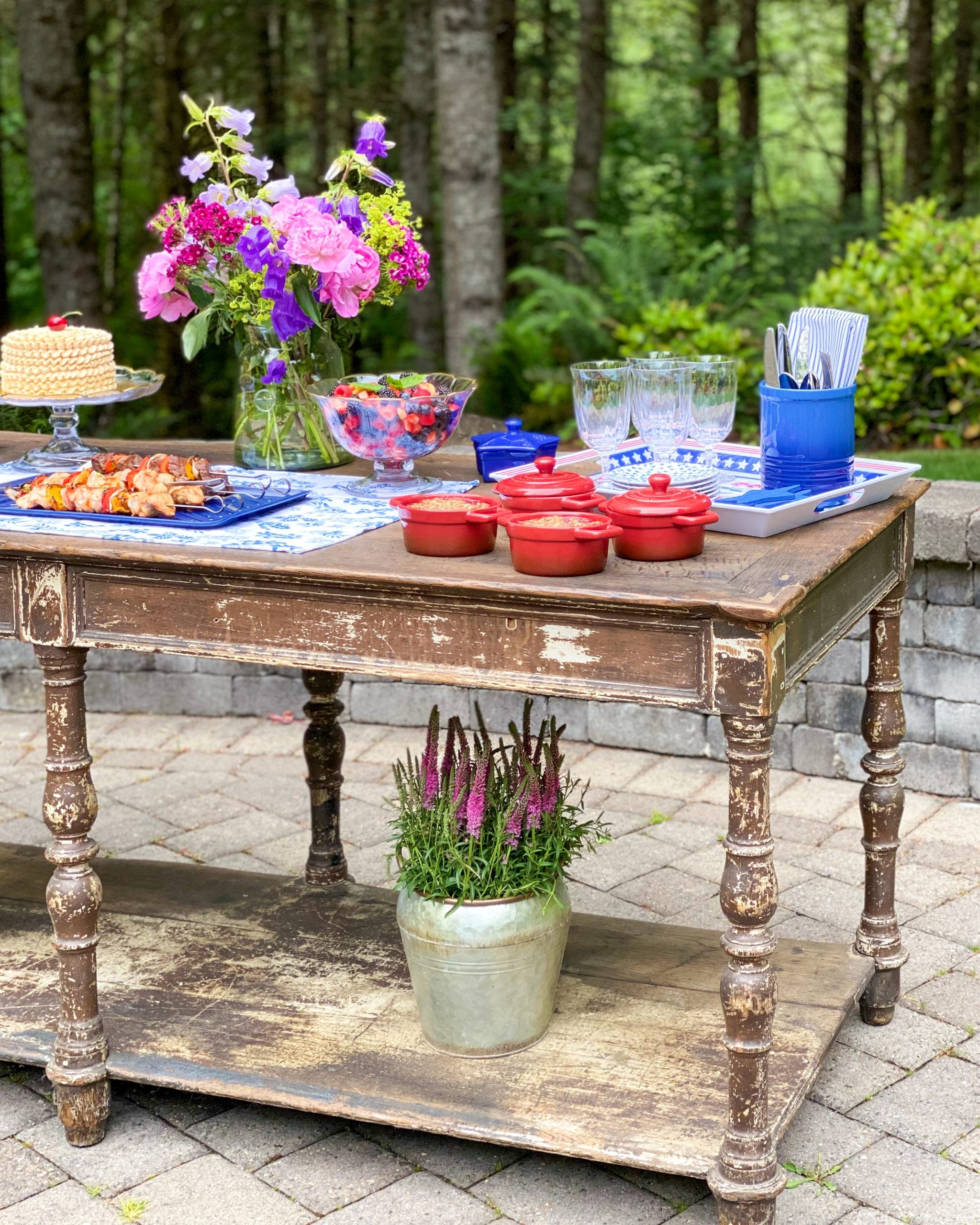 flower pots under table