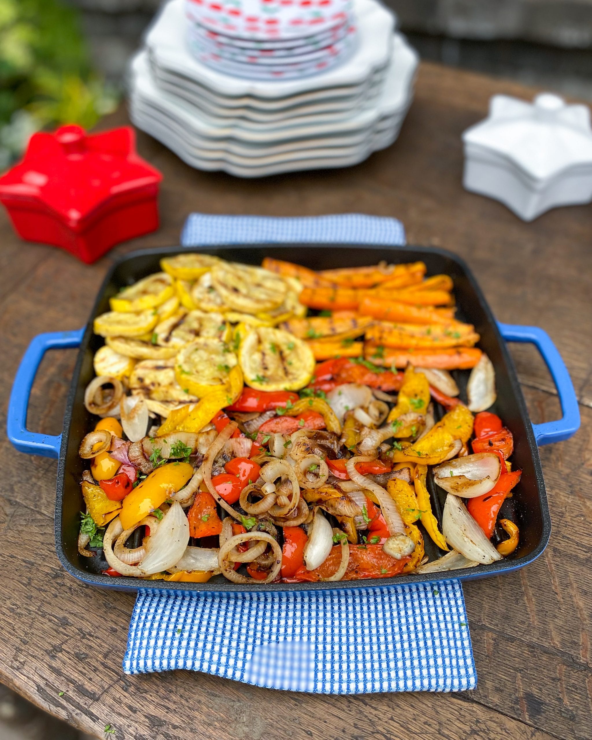 cast iron grill pan veggies