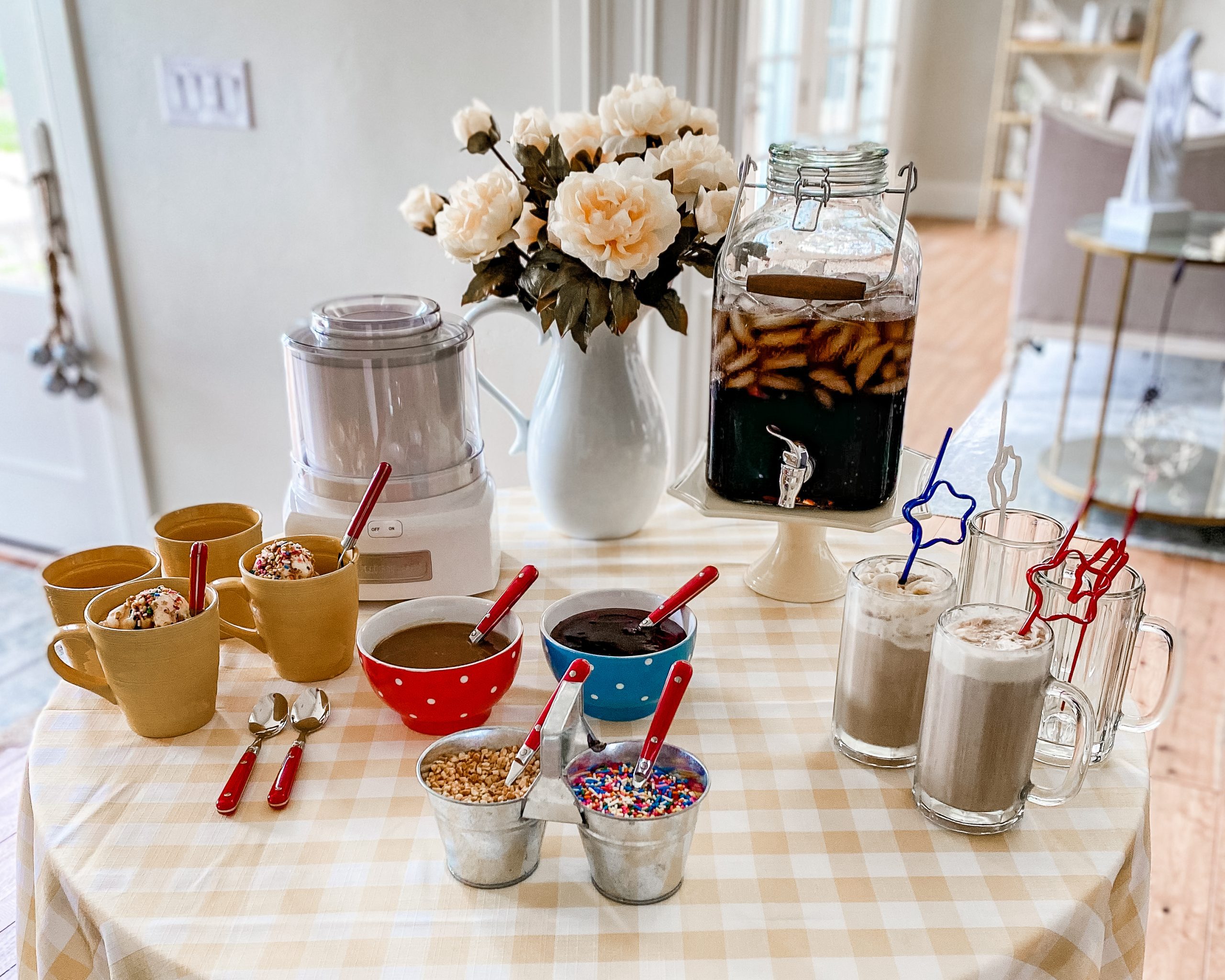 ice cream party dessert table set up